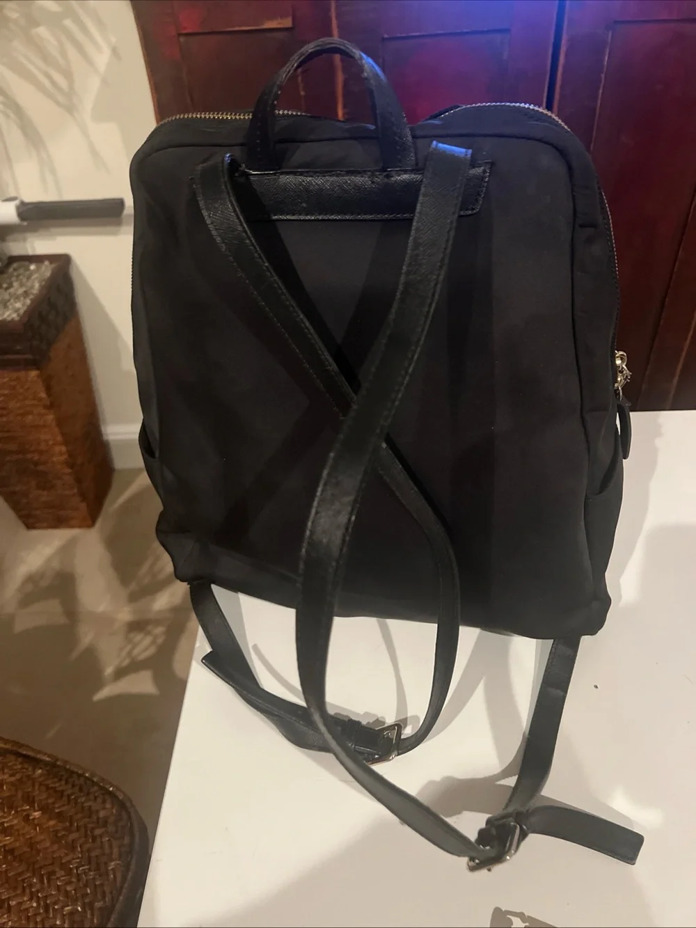 kate spade new york Black Zip Backpack Gold Hardware Front Zip Pocket Pockets